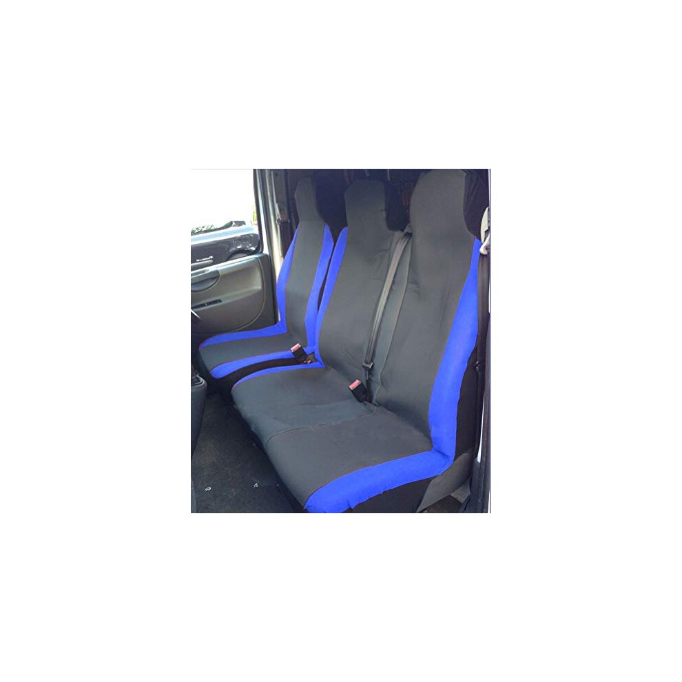 Carseatcover-Uk Heavy Duty Racing Fabric Van Seat Covers - Fits Most Vans - Single & Double Blue 5060641070218