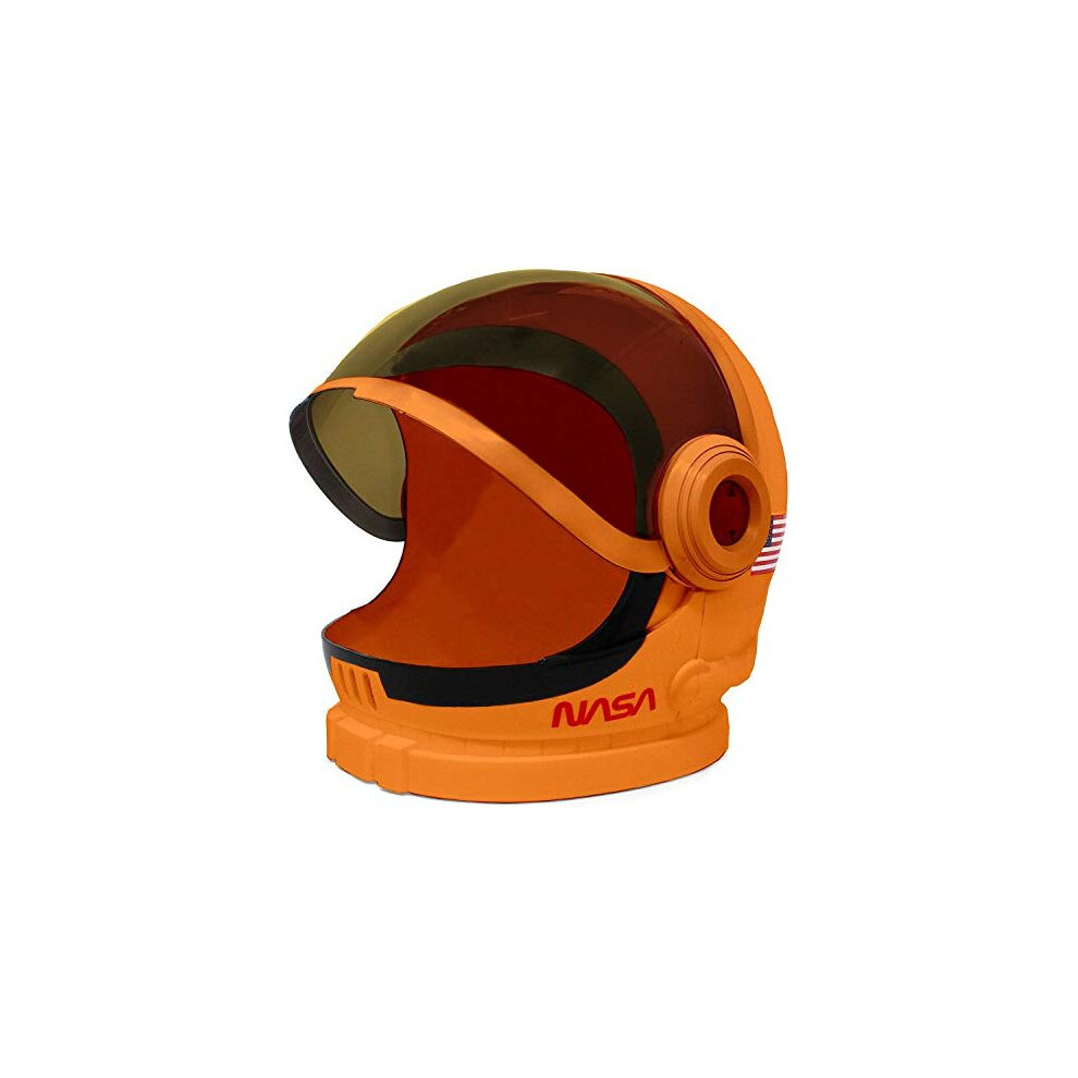 Astronaut Orange Helmet with Movable Visor Pretend Play Toy Set for School Classroom Dress Up, Role Play Accessory, Christmas Gift Stocking, Birthday