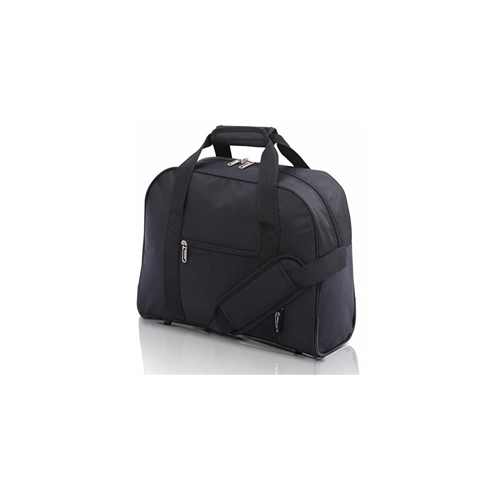 Aerolite 40x30x15 New and Improved 2022 British Airways, EasyJet, Virgin Atlantic, KLM Holdall, Cabin Luggage Under Seat Flight Bag, Black