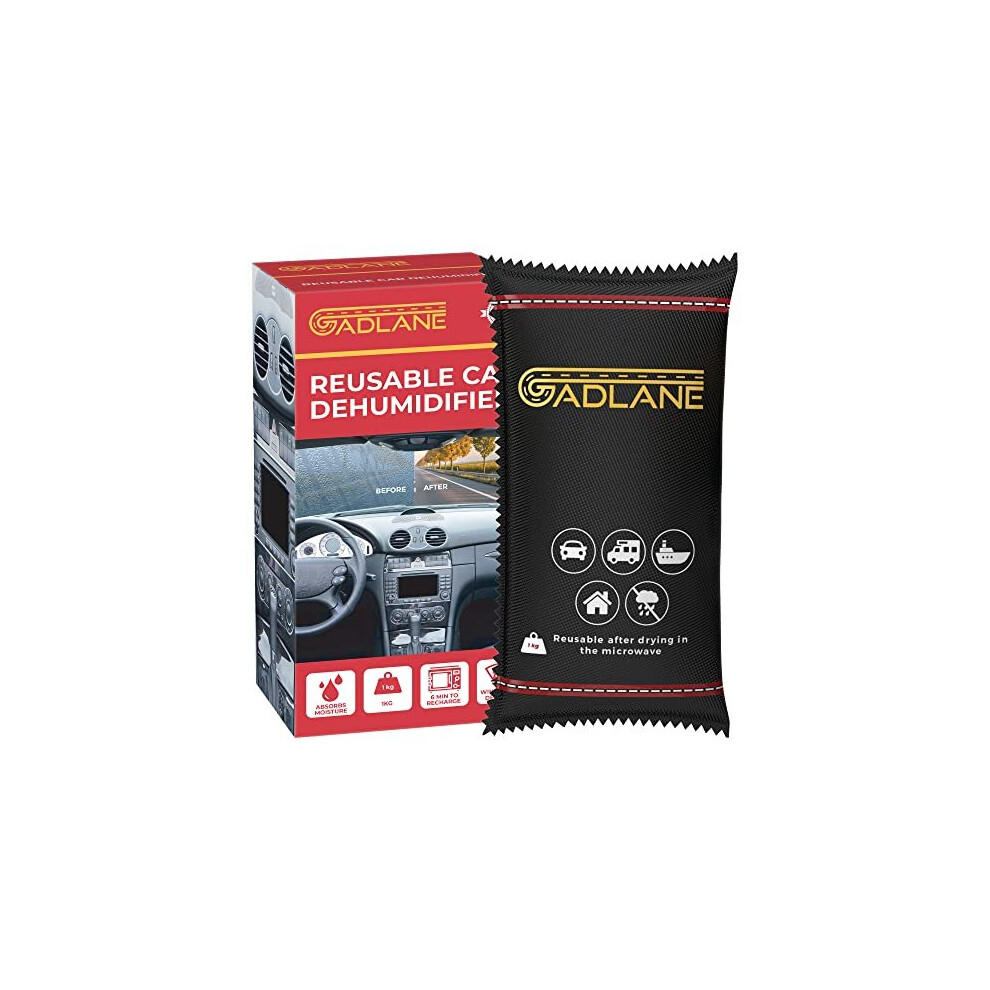 GADLANE X-Large Reusable Car Dehumidifier - Clear Eliminates Foggy Windscreen Moisture Damp Absorber All Moisture Caravan Van Silica Gel 1KG Bag