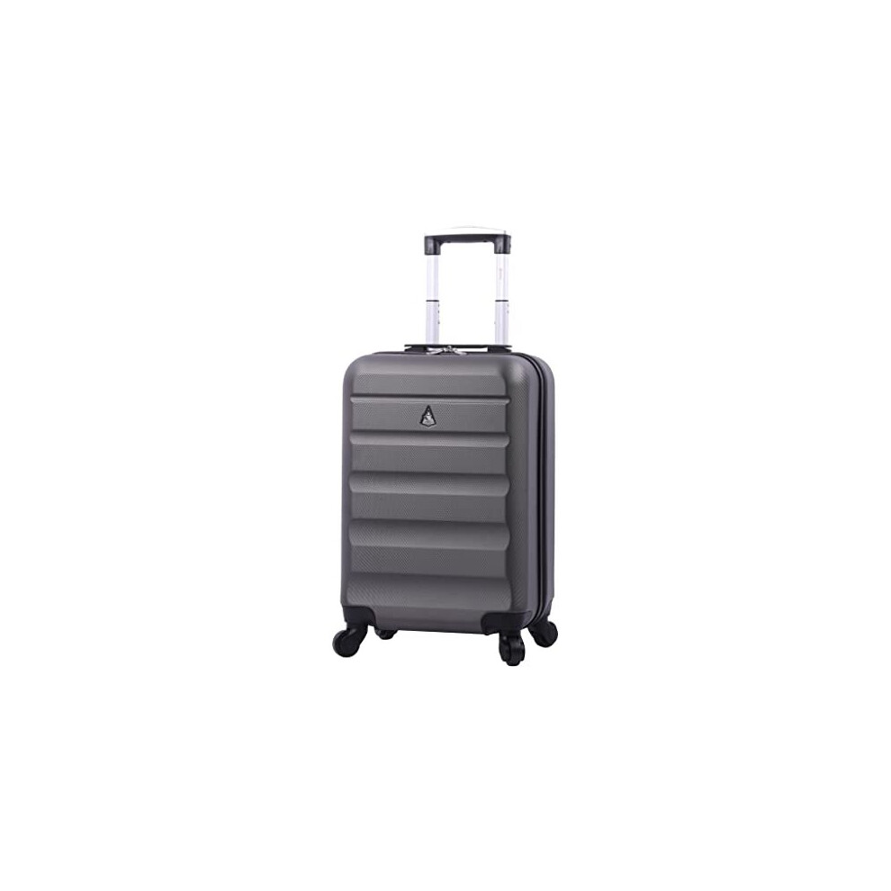 Aerolite 55X35x25 Hard Shell Carry On Hand Cabin Luggage Suitcase With 4 Wheels, Max Size For Air Europa Air France Alitalia Klm & Transavia, Charcoal