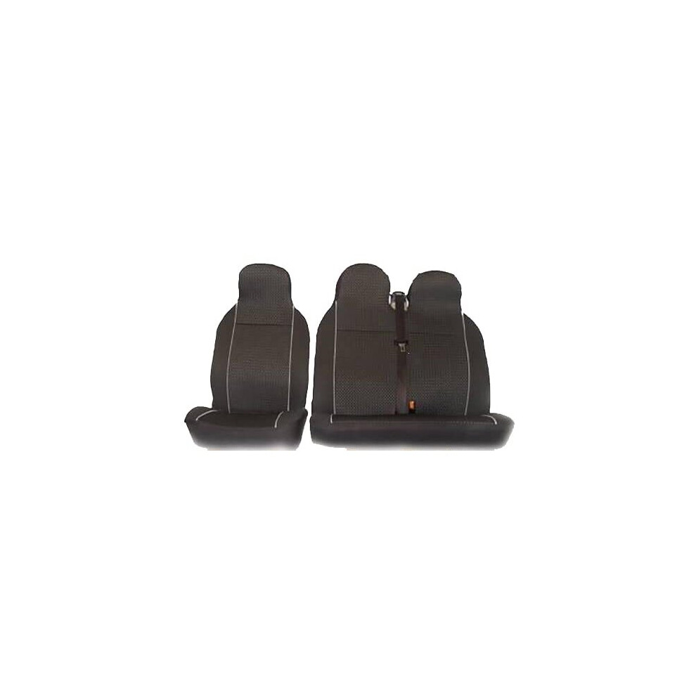 Carseatcover-Uk? Heavy Duty Fabric Van Seat Covers - With Trim - Fits Most Vans - Single & Double Black/White 8438499133640