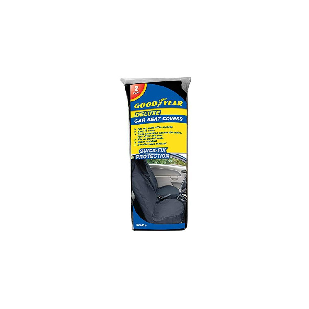 Goodyear 2X Car/Van Front Seat Covers Pair Durable Water Dirt Stain Mess Resistant Protector 5055441422015