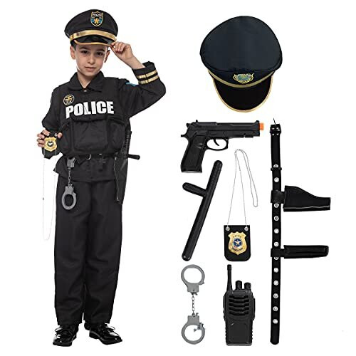 Spooktacular Creations Police Costume for Kids (Boys) in Dark Premium ...