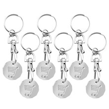 6pk Trolley Coin Keyring UK Set | Shopping Trolley Token Keyrings | Trolley Tokens for Supermarket Cart Trolley Key | New Pound UK Coin Trolley Token