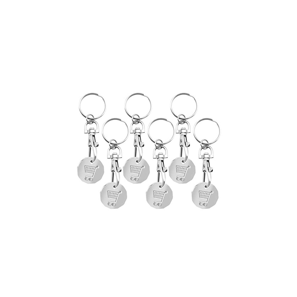 6pk Trolley Coin Keyring UK Set | Shopping Trolley Token Keyrings | Trolley Tokens for Supermarket Cart Trolley Key | New Pound UK Coin Trolley Token