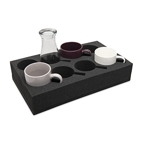 Hawetico Foam Cup Glass Holder Reinforced Dark Grey Foam Holds 8 Mugs, Sturdy, for Caravans