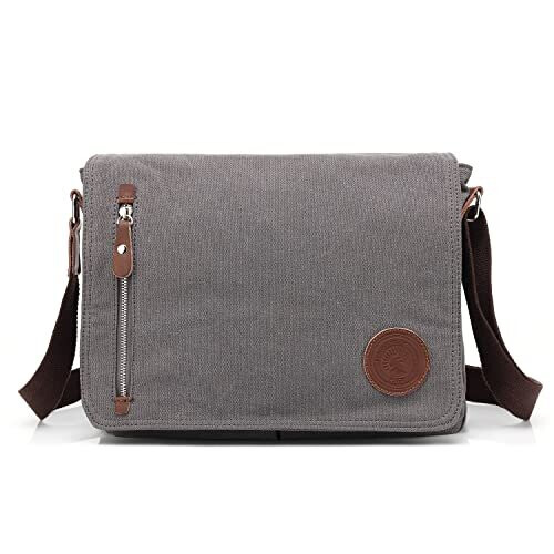 LOSMILE Mens Canvas Messenger Shoulder Bag. Grey on OnBuy