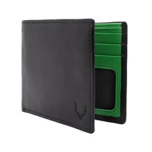 Pelle Toro Handmade Super Slim Men's Wallet, Handmade with Napa Leather, RFID Blocking Wallet, 9 Card Slots & ID Window (Charcoal Black & Emerald
