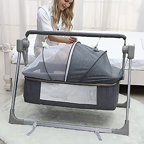 SOLDAX Rocking Chair Electric Cradle Baby Swing Bed Electric Swing baby Rocker Adjustable Bedside Cribs Automatic Recliner Crib Basket Safe Bed Best on OnBuy