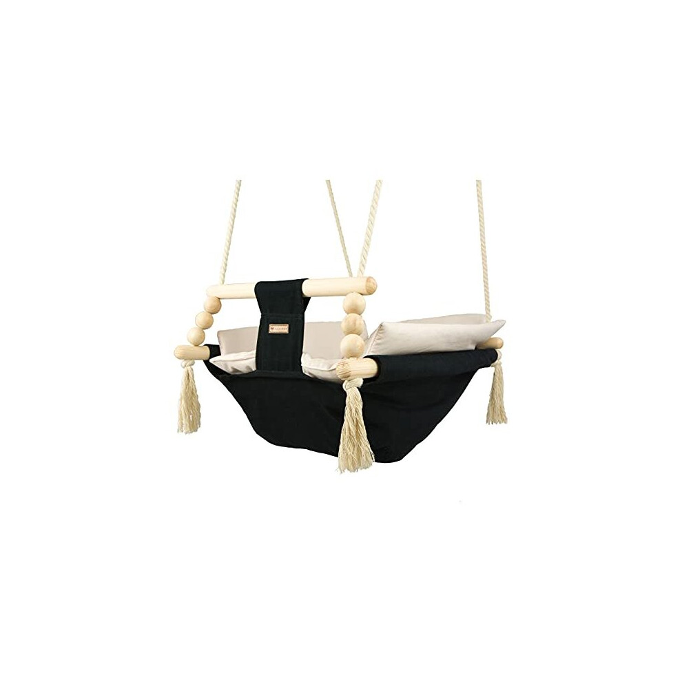 Baby Hammock, Rocker Hammock, Baby Swing, Hammock with Quilt (Colour: Black, Cream)