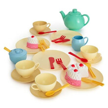 Casdon 66550 Colourful 36-Piece Tea Party Set for 3+ | Includes Cups, Saucers, Teapot, Cake – New Colourway