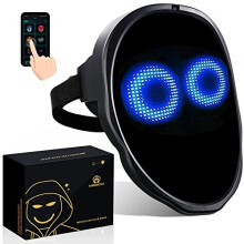megoo Led Mask With Bluetooth Programmable Customized,for Masquerade Costume Cosplay Birthday Party Carnival Festival,Light Up Mask Halloween,Led Full