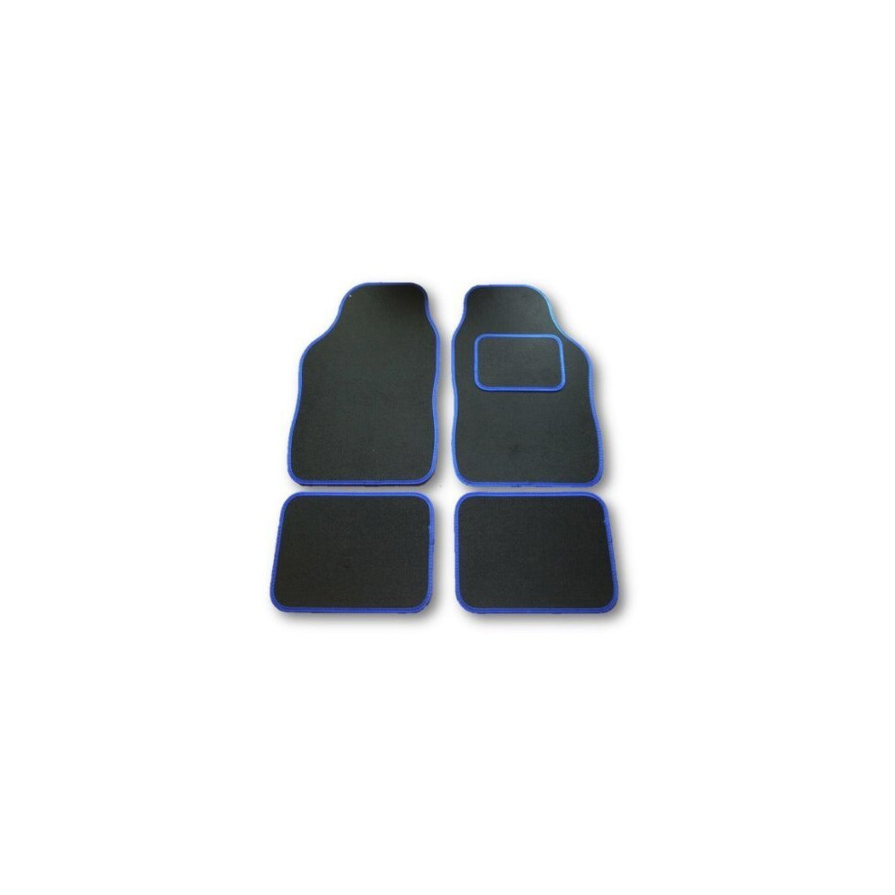 Rhinos-Autostyling For Fiat Grande Punto (2005-2009) - Universal Car Floor Mats With Edging - 4 Piece Set Black/Blue 5059596005154