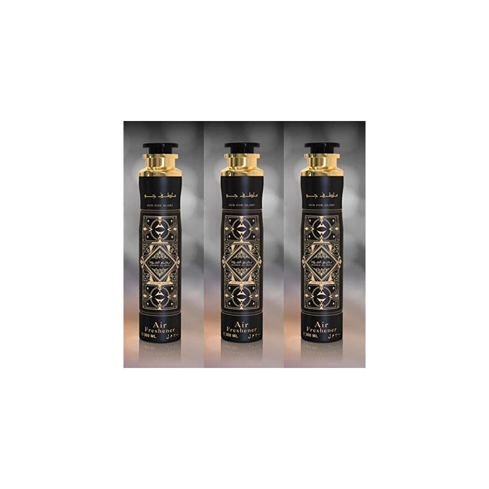 Badee al Oud 300 ml Air Freshener Room Spray- Odor Eliminator | Long Lasting Air Freshener for Home & Car (Oud, Musk, Amber) (Pack of 3)