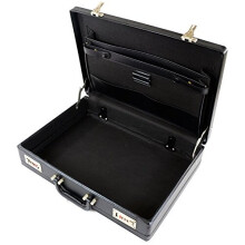 Mens Professional Leather Look Executive Black Briefcase with Combination Locks