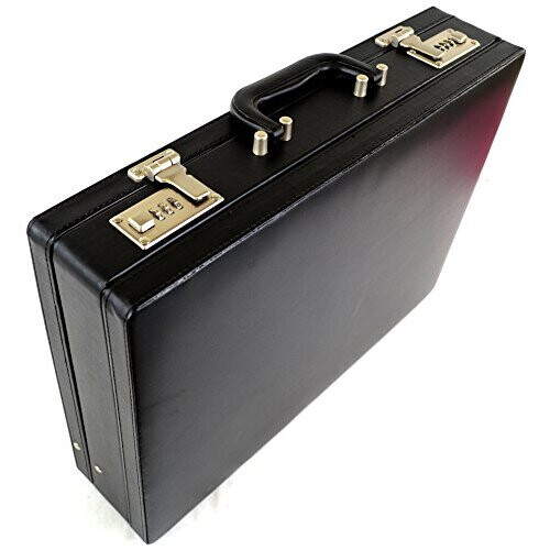 Mens Professional Leather Look Executive Black Briefcase with Combination Locks 1