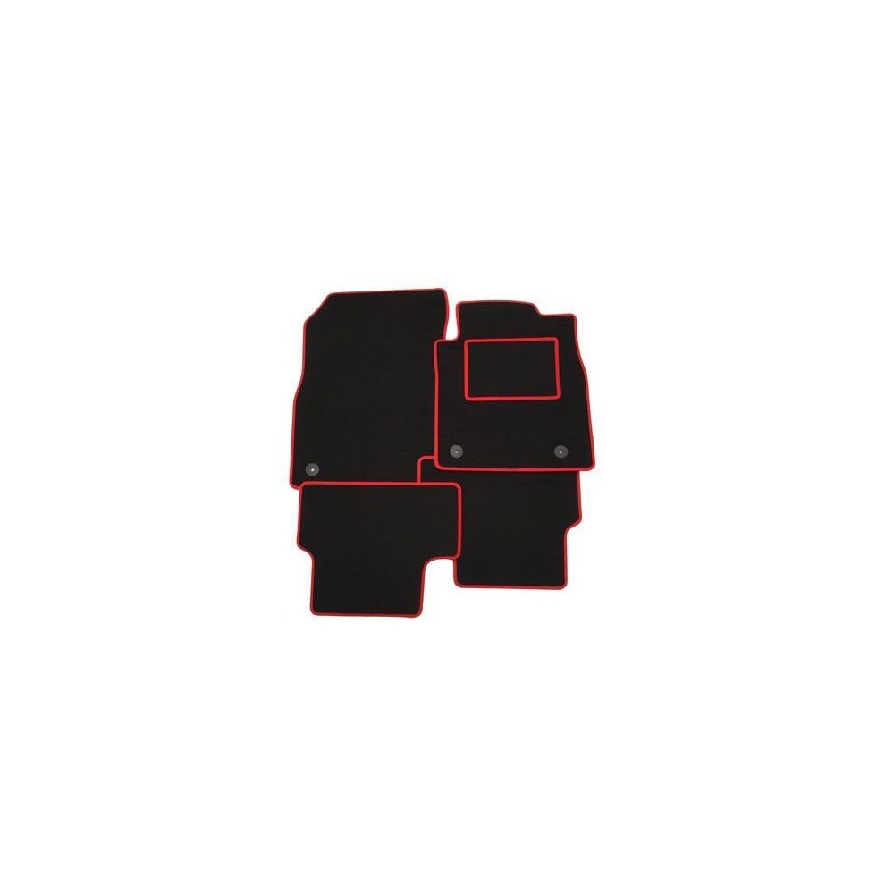 Rhinos-Autostyling Tailo For Ford Fiesta St Line 2018 2019 2020 - Full Set Of Tailo Luxury Car Mats - Mat + Edging Black/Red