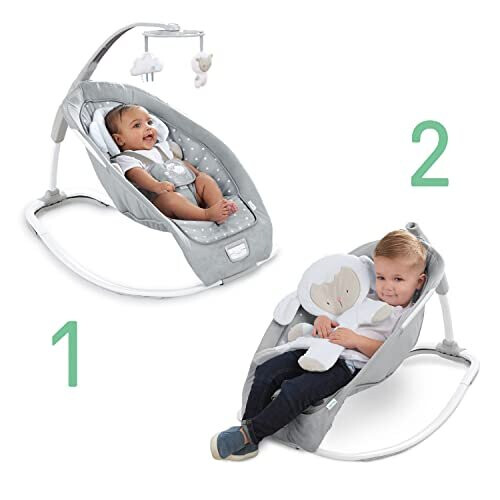 Ingenuity INGENUITY Faltbare Babywippe – Kleines Schaf – Feste oder Schaukelposition, Weihnachtsgeschenk für Babys 1