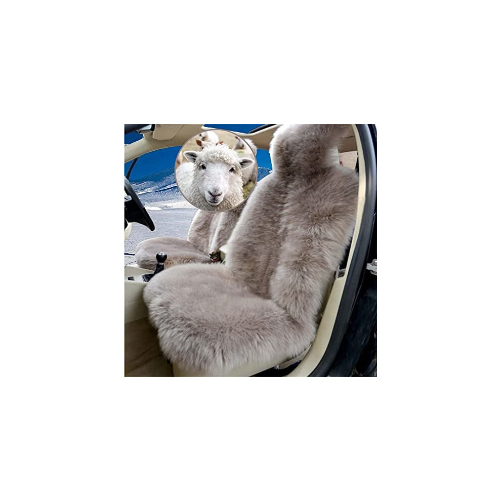 Real Sheepskin Car Seat Covers For Cars SUV Trucks Van RV Front Seats Fluffy Car Seat Covers Sheepskin Seat Covers - Universal (One Piece)