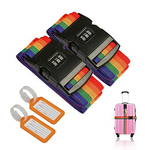 2 Adjustable Luggage Straps Suitcase Secure Baggage Belt Lock