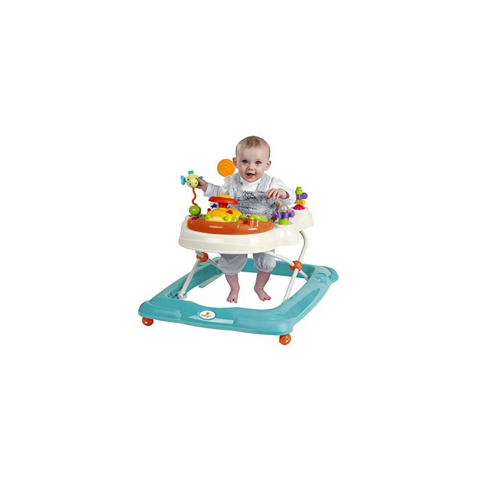 Babylo Twist About Baby Walker with Activities and Electronic Games, Height Adjustable and 120 Degree Padded Swivel seat