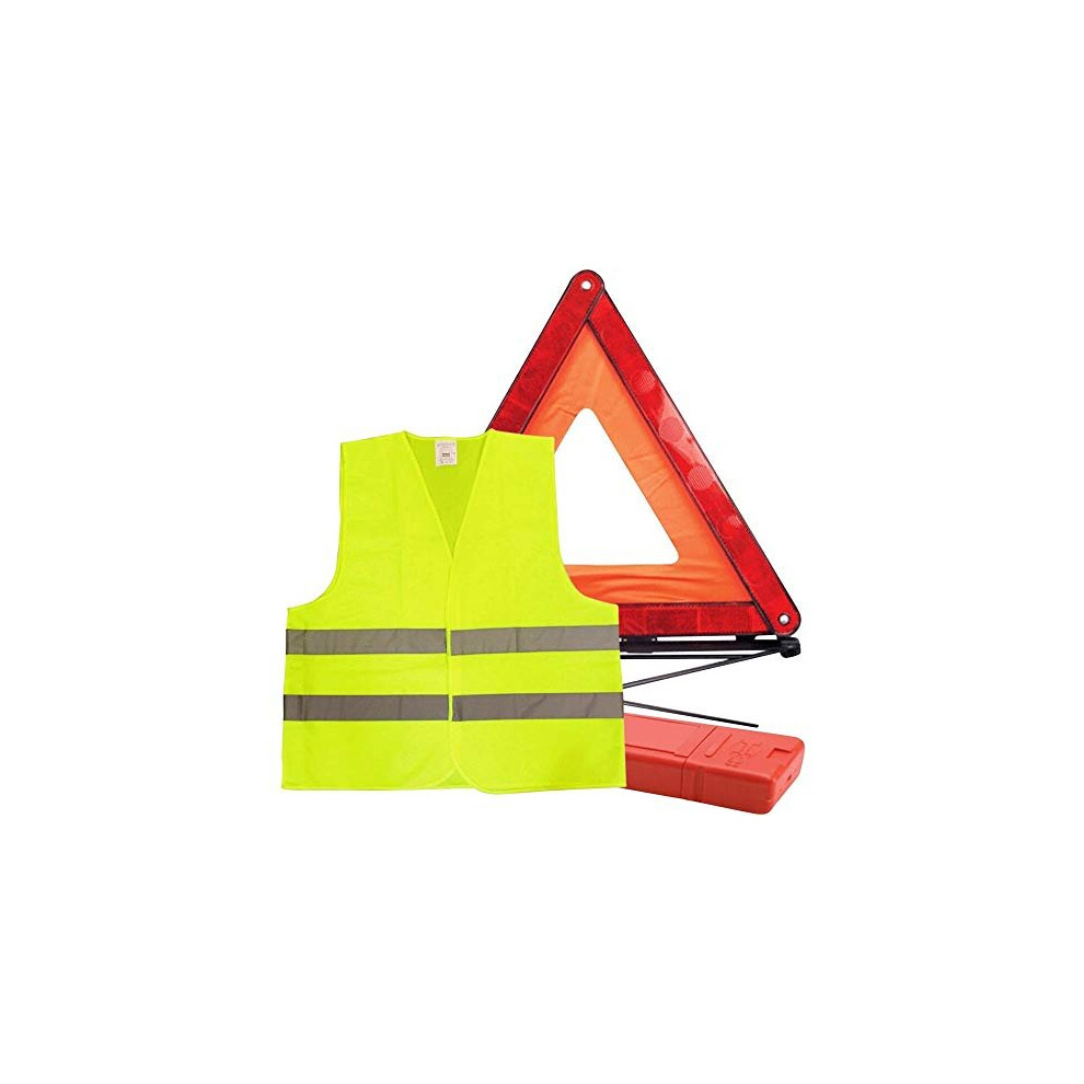Gadlane 2 In 1 Emergency Warning Triangle & Hi-Vis Vest Kit Car Road Safety Reflective Ece R27 & High Visibility Vest European Travel Roadside 745499646062