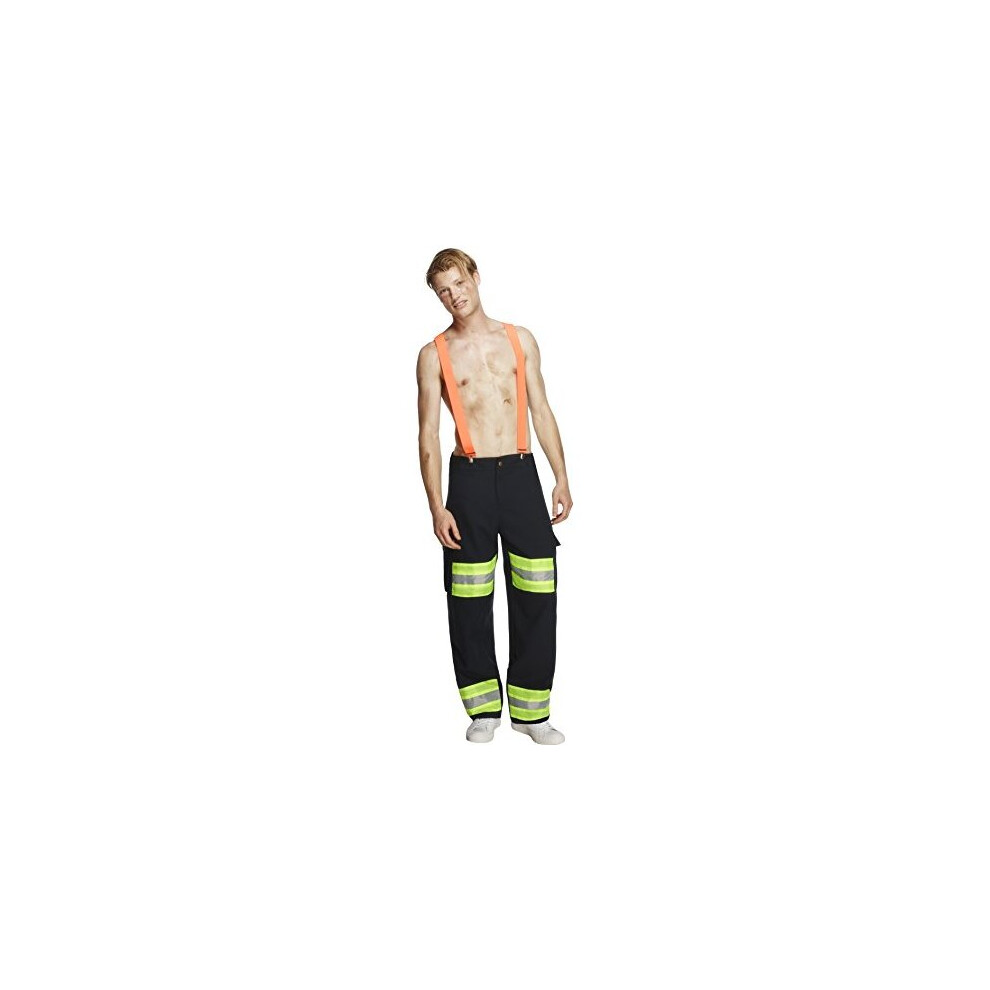 Smiffys Fever Male Firefighter Costume with Trousers and Braces Blue MEDIUM