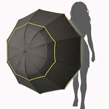 Kalolary Extra Large Golf Umbrella Folding Umbrella Rainproof Compact Black Oversize, Double Canopy Vented Waterproof Stick Travel Umbrellas for Women