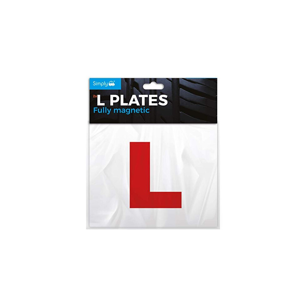 Simply Tl1000 Pack Of 2, Fully Magnetic Car L-Plates, Twin Pack For Learning Drivers, Easy To Attach & Remove, Strong Magnetic Backs For Vehicles 5037409012735