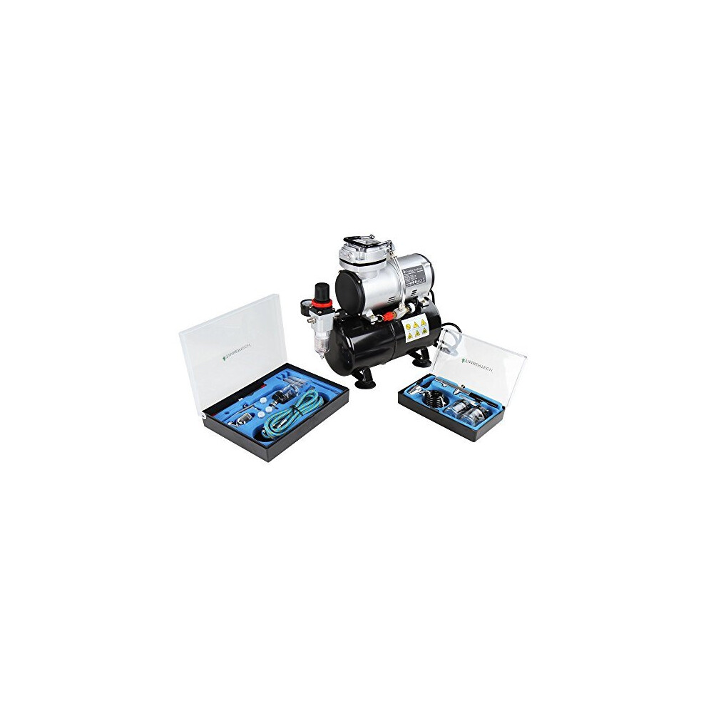 Timbertech Airbrush Kit With Compressor Abpst06 With Powerful 1/6 Hp Airbrush Compressor With Tank And 2 Airbrush Gun Kits For Airbrush Painting 4250787449455