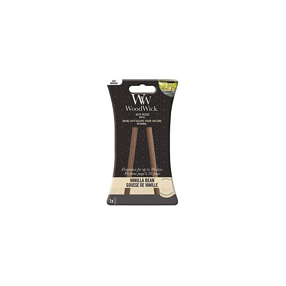 WoodWick Auto Reeds Refills | Car Air Freshener | Vanilla Bean | Up to 30 Days of Fragrance | 2 Count