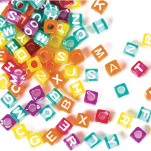 Baker Ross EF330 Cubed Multicoloured Alphabet, Pony Bead Kids Arts and Crafts and Jewellery Making, Assorted, (Pack of 450)