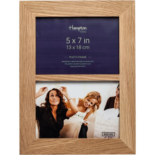 Hampton Frames NEW ENGLAND Solid Oak Wood Photo Frame (Double 5x7 (13x18cm))