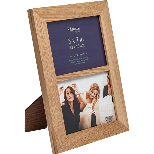 Hampton Frames NEW ENGLAND Solid Oak Wood Photo Frame (Double 5x7 (13x18cm)) 1