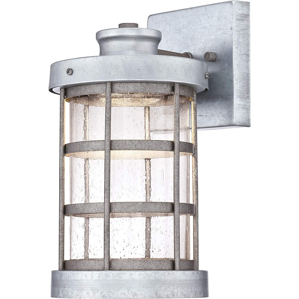 63478 Barkley One-Light Dimmable LED Outdoor Wall Fixture, Galvanized Steel Finish with Clear Seeded Glass