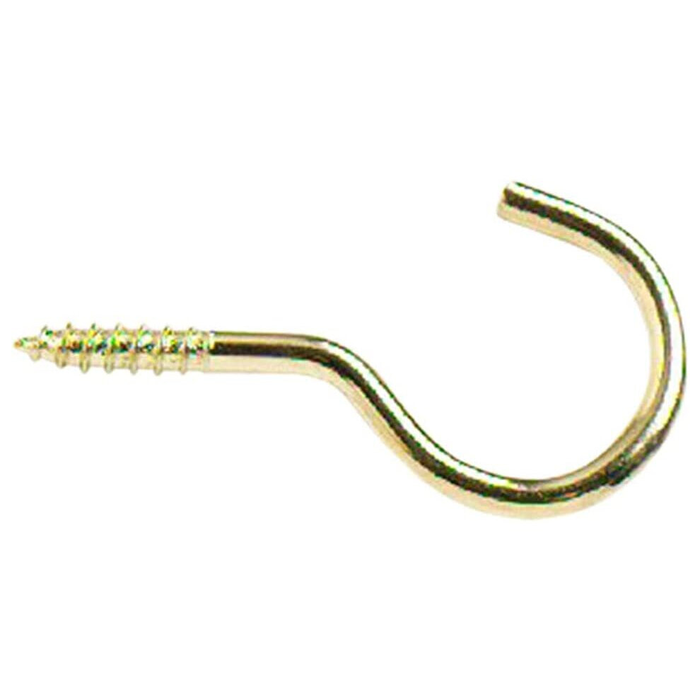 Merriway Bh01167 Eb Brass Plated Unshouldered Cup Mug Hooks, 50 Mm (2 Inch) Overall Length - Pack Of 10 5013249344236