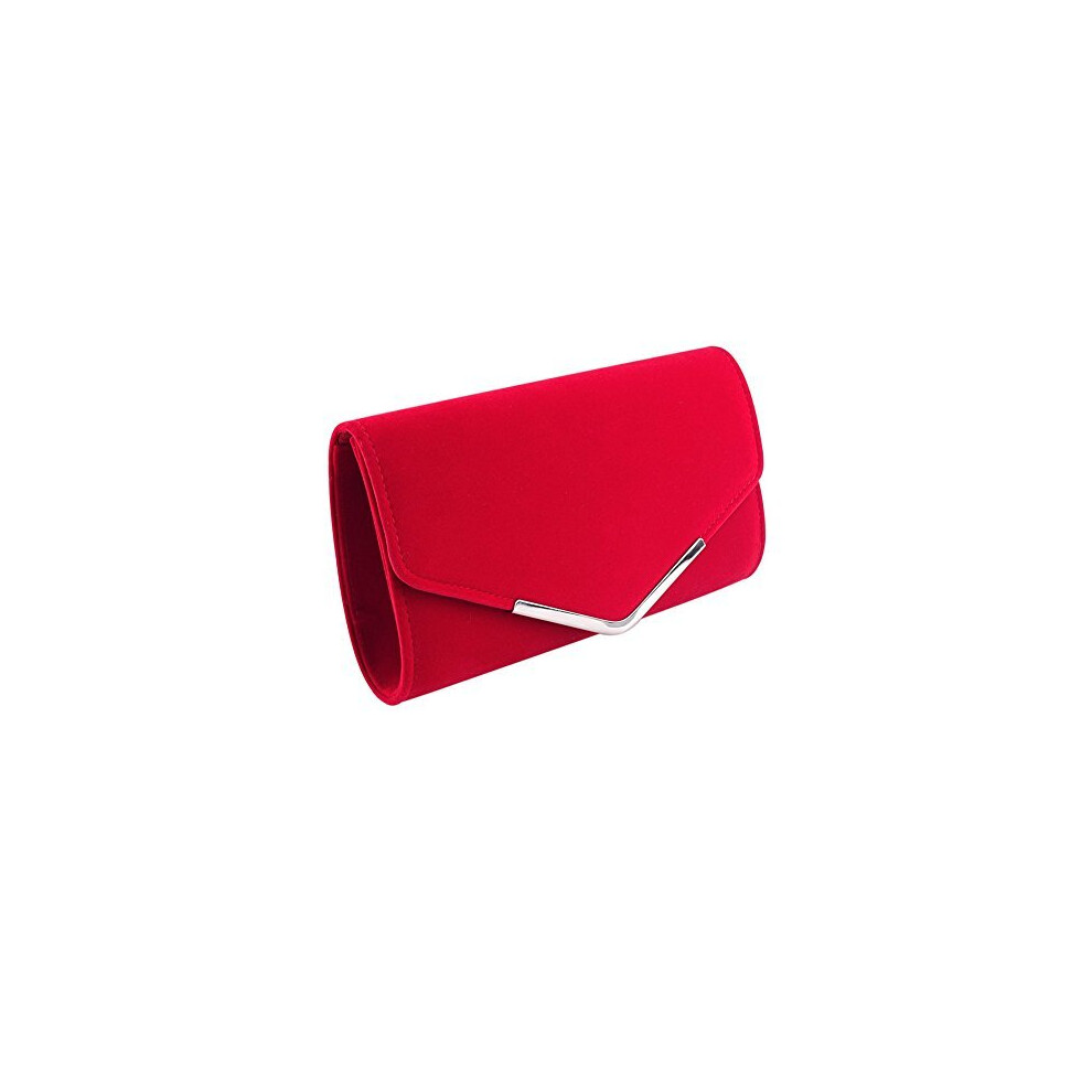 Women Clutch Purse Evening Bag Prom Handbag With Detachable Chain for Wedding Velvet (Red)