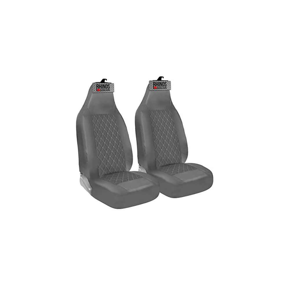 For Vw Volkswagen Caddy All Models - Premium Luxury Car Seat Covers - Quilted Diamond Leather - 2 X Fronts Grey 5059596244775