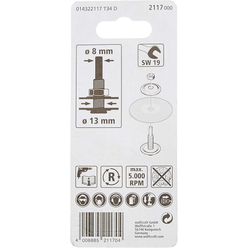 wolfcraft Wolfcraft 2117 Arbor 13mm X 8mm Shank 1