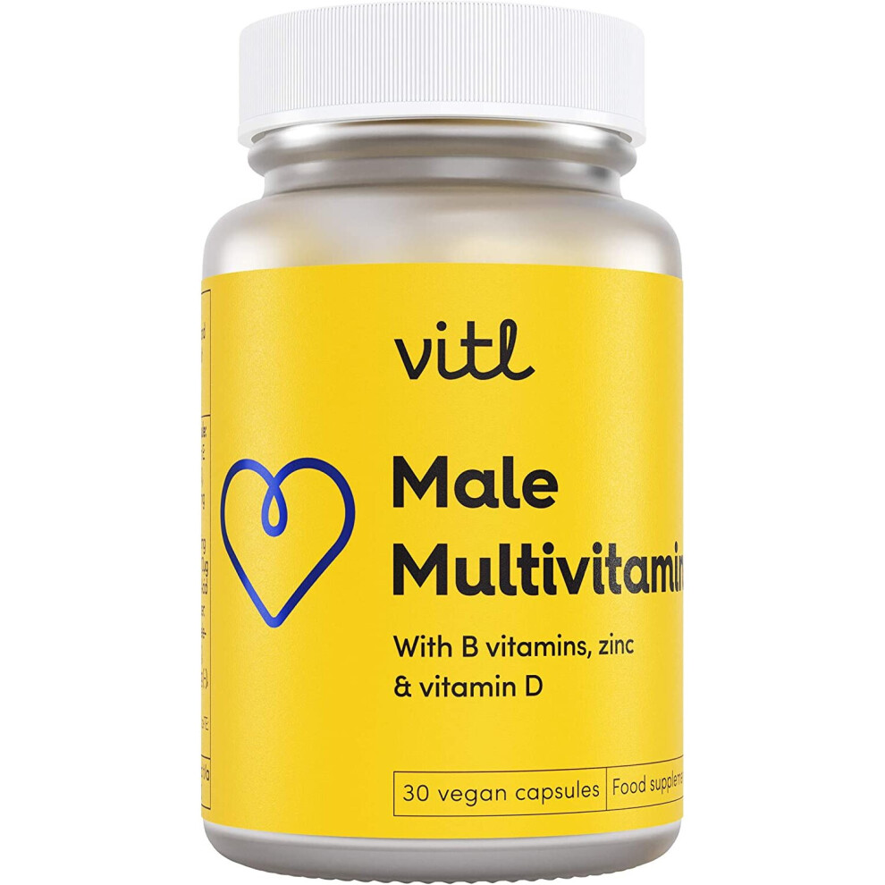 VITL Male Multivitamin | an Everyday Blend of Vitamins and Minerals Designed to Support Men's General Health and Wellbeing | 30 Vegan Capsules