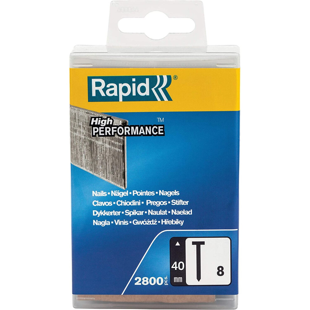 Rapid High Performance No.8 Galvanised Steel Brad Nails, Wire Length: 40 mm, 5000185 - 2800 Pieces