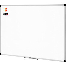 Amazon Basics Whiteboard Drywipe Magnetic with Pen Tray and Aluminium Trim, 120 cm x 90 cm (WxH)