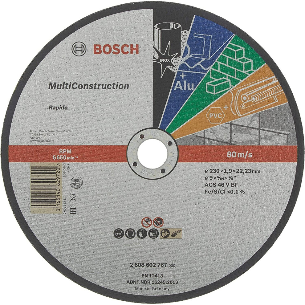 Bosch Cutting Disc Universal Flat Hub Rapido Multi Construction 230X1.9 Mm – 2608602767