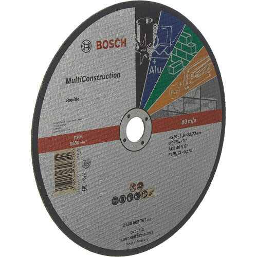 Bosch Bosch Cutting Disc Universal Flat Hub Rapido Multi Construction 230x1.9 mm – 2608602767 1