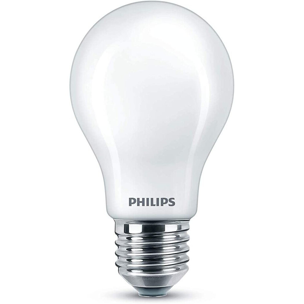 Philips LED Classic A60 Frosted Light Bulb 2 Pack [E27 Edison Screw] 8.5W - 75W Equivalent , Cool White 4000K, Non Dimmable