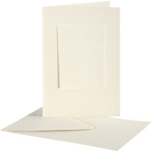Cartões passe-partout - Creativ Company - 10,5x15 cm - Branco quebrado - 10 conjuntos - Quadrado