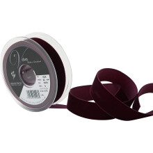 Berisfords Velvet Ribbon Burgundy, 3 cm Wide - 100% Nylon, Washable to 40C - Ideal for Garments, Home Textiles, Gift Wrap, Jewellery & Shoes