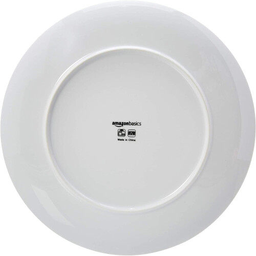 Amazon Amazon Basics 18-Piece Dinnerware Set - White Porcelain Coupe, Service for 6 2