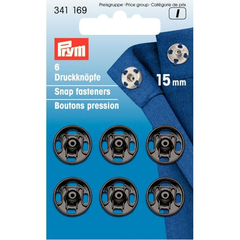 Prym Sew-On Snap Fasteners Brass 15 Mm Black